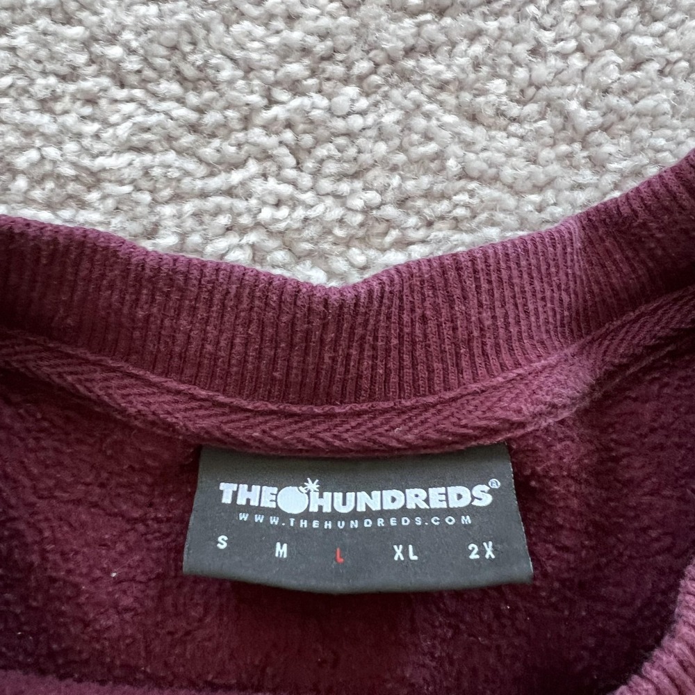 The Hundreds Sweatshirt Mens Large Red LA Skyline Graphic Crewneck Pullover - Picture 8 of 16